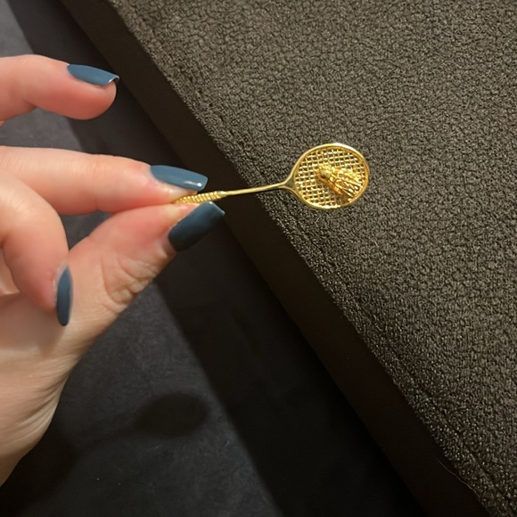 Vintage Gold Plated Badminton Pin - Picture 2 of 4